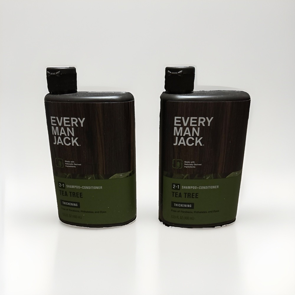 NEW Every Man Jack 2-in-1 Tea Tree 2 in 1 Shampoo + Conditioner Thickening 2 Lot